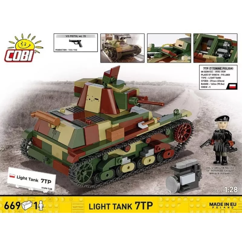 Cobi Konstrukciniai Blokeliai Lengvasis Tankas 7TP, 669 dalių, COBI-2661