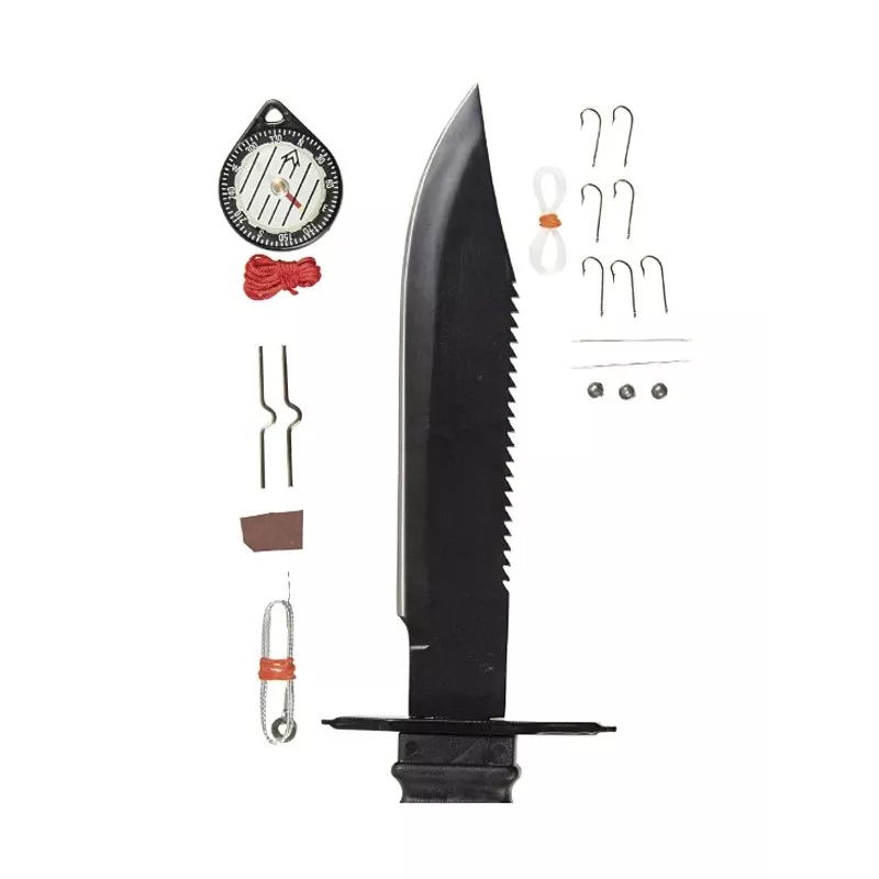 Išgyvenimo peilis su fiksuotu ašmenimis Mil-Tec Special Forces 15368000 — nerūdijantis plienas, full tang, 310 mm ilgio, 185 mm ašmenys, juodas