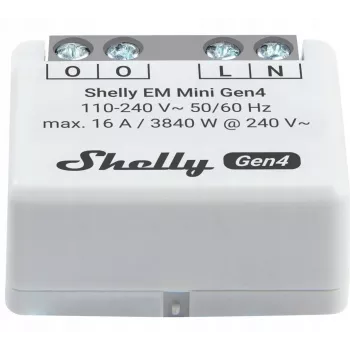 Šviesos relė Shelly Relay EM Mini Gen4 1 kanalo Wi‑Fi Matter Zigbee Bluetooth 8A, 110–240V, energijos matuoklis