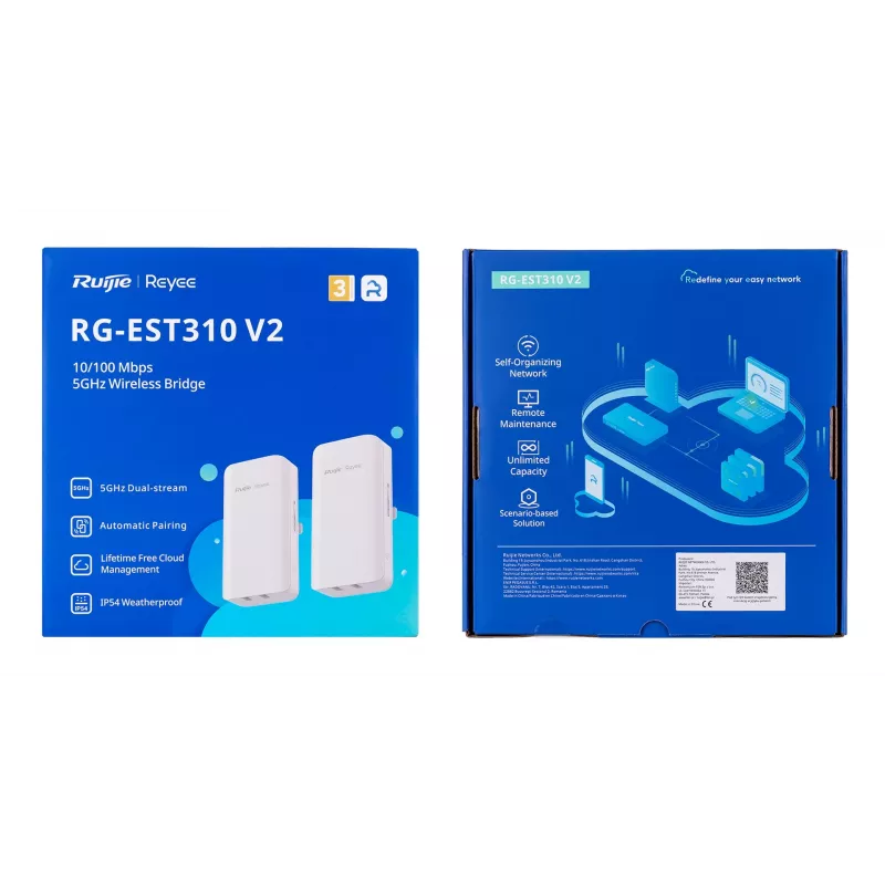 Ruijie Networks RG-EST310 V2 belaidžio ryšio prieigos taškas 867 Mbit/s baltas, maitinimas per Ethernet (PoE)