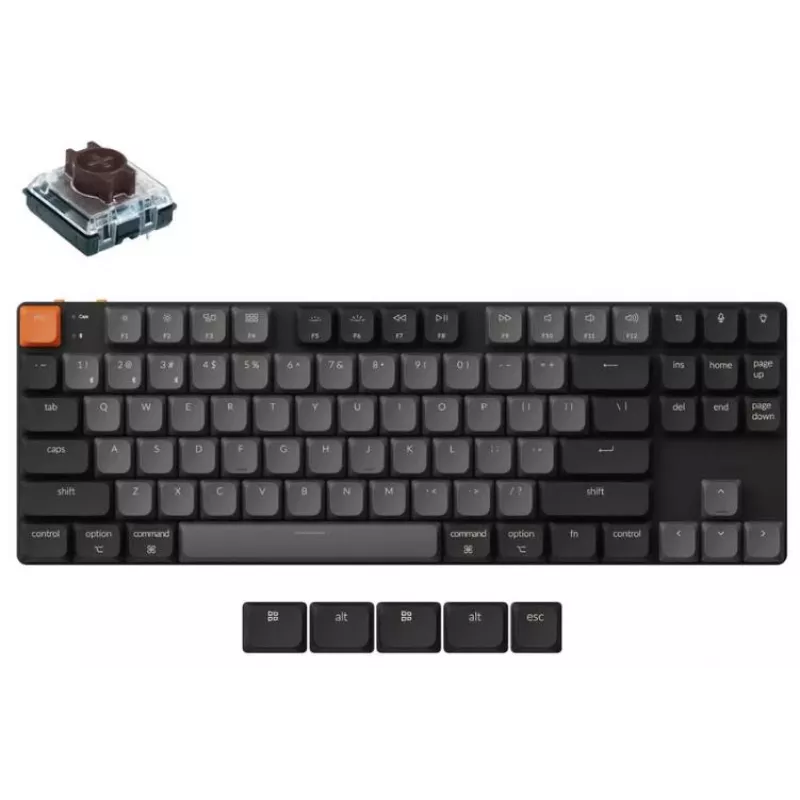 Belaidė mechaninė klaviatūra Keychron K1X-A3 itin plona, RGB apšvietimas, kompaktiškas išdėstymas