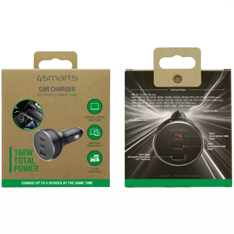 Automobilinis kroviklis 4smarts VoltRoad Ultimate 160W juodas (541224)
