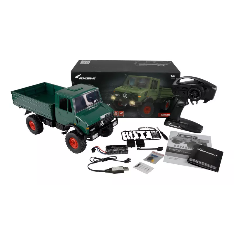 Amewi Mercedes‑Benz Unimog 1:12 mastelio nuotolinio valdymo automobilis 4WD, žalias
