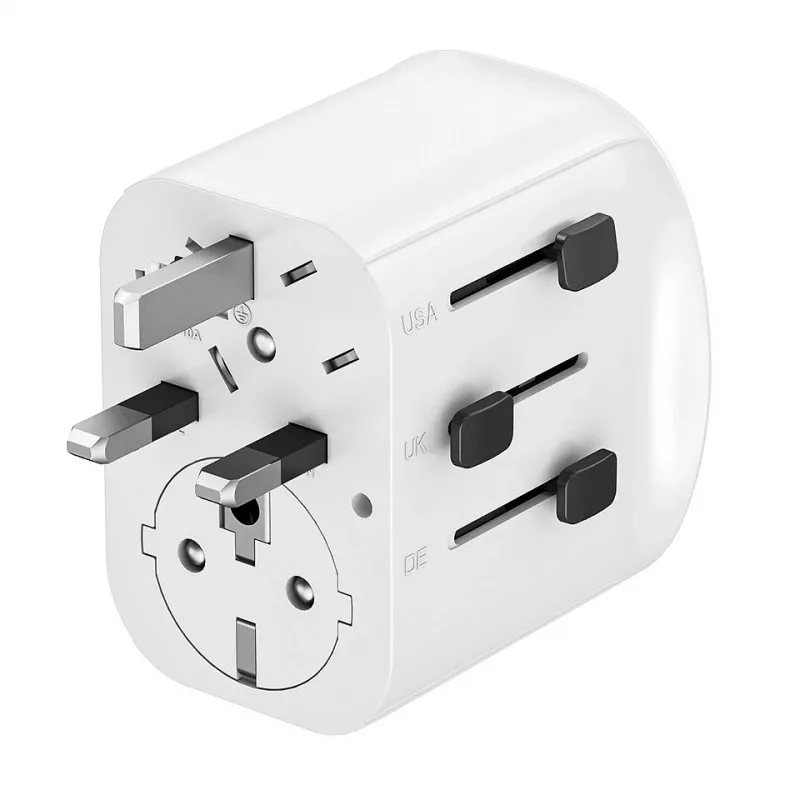 Kelioninis adapteris GEMBIRD TPA-EU2A1C15-01-W — 15W, kištukas E tipas, 2× USB-A + 1× USB-C, 100–250V
