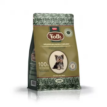 FOLK Small breeds Tradicinė Didžiosios Lenkijos antis su triušiu, obuoliais ir mairūnu – sausas šunų ėdalas – 1,6 kg