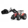 Žaislinis traktorius BRUDER Massey Ferguson 7624 su priekiniu krautuvu, raudonas, nuo 3 m.
