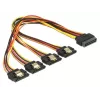 Delock 60157 SATA maitinimo prailginimo kabelis, SATA 15 kontaktų kištukas su fiksatoriumi – 4x SATA 15 kontaktų lizdai, 0,3 m, juoda/geltona/raudona/oranžinė