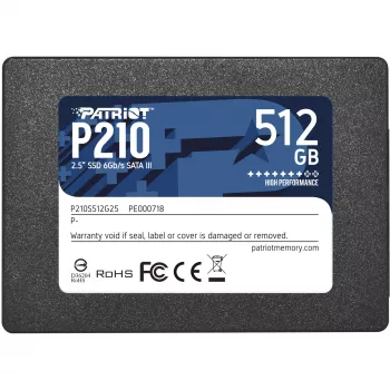 2,5 colio SATA III SSD PATRIOT P210 512 GB – 500 MB/s skaitymas, 400 MB/s rašymas