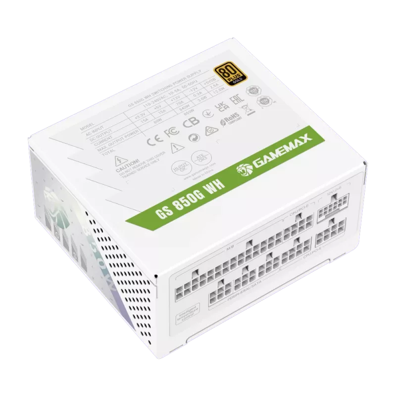 Gamemax GS 850G WH maitinimo blokas, 850 W, 80 PLUS Gold