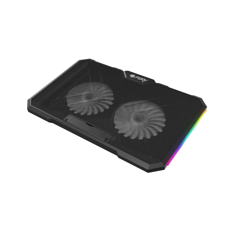 FURY GUNBAI G3 aušinimo padėklas nešiojamam kompiuteriui 14.1–17.3 col., 2 ventiliatoriai, RGB apšvietimas, 2× USB