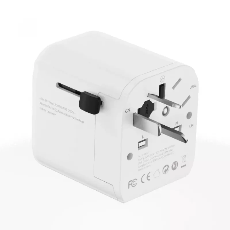 Universalus kelioninis adapteris GEMBIRD TPA-EU2A12-01-W 12W USB maitinimo adapteris tarptautiniams lizdams