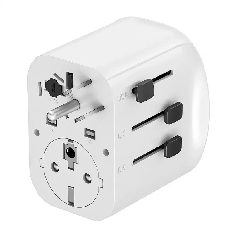 Kelioninis adapteris GEMBIRD TPA-EU2A1C15-01-W — 15W, kištukas E tipas, 2× USB-A + 1× USB-C, 100–250V
