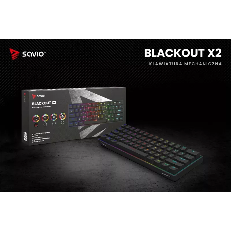SAVIO BLACKOUT X2 mechaninė klaviatūra OUTEMU Red, Hot Swap