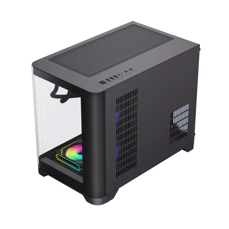 Gamemax HYPE-M BK korpusas | Juodas | Micro-ATX | Be maitinimo šaltinio