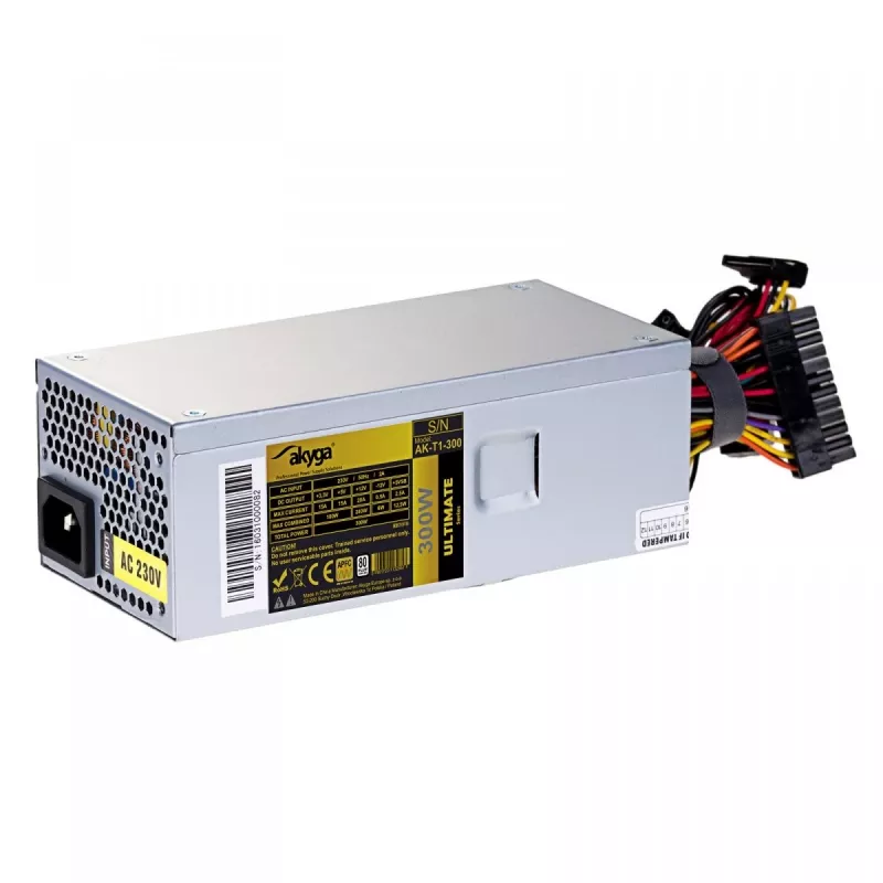 Akyga AK-T1-300 300 W TFX maitinimo blokas, aktyvusis PFC, 80 mm ventiliatorius