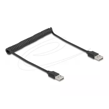 Susukamas laidas DeLOCK EASY-USB 2.0 Type-A vyriškas į Type-A vyrišką 0,5 m iki 0,8 m juodas