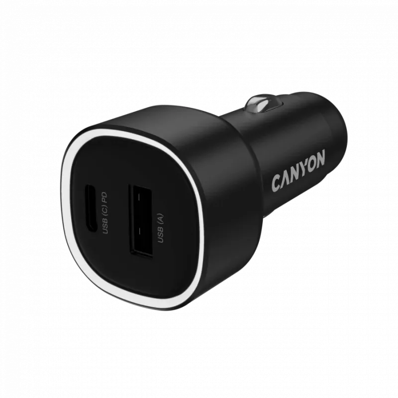 Automobilinis įkroviklis CANYON OnDrive 48 PD 48W USB-A+USB-C juodas