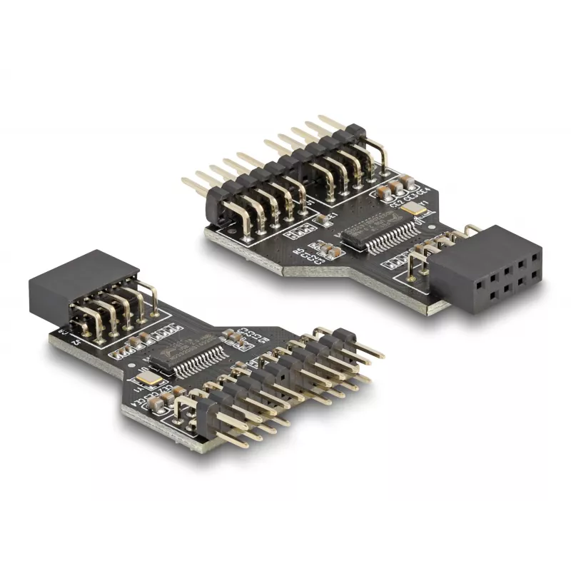 DeLOCK 60045 lyties keitiklis 9 kontaktų USB 2.0 2 x 9 kontaktų šukos juodas