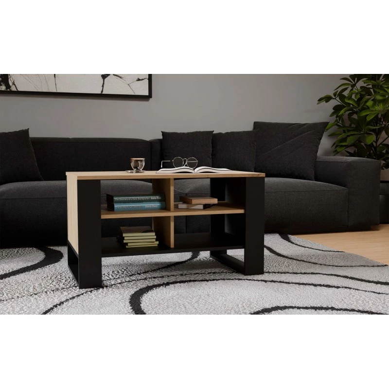 Stalelis kavos Topeshop STOLIK KAWOWY ŁAWA MODERN 4P Dąb Artisan Juodas