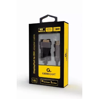 Vaizdo kabelio adapteris Gembird CC-DPM-DVIM-4K-6 – DisplayPort į DVI, 1,8 m, 4K, juodas