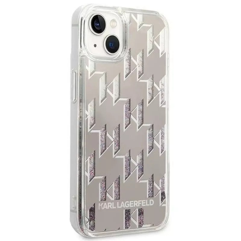 Karl Lagerfeld KLHCP14MLMNMS iPhone 14 Plus 6,7″ kietas dėklas sidabrinis / sidabrinis Liquid Glitter Monogram