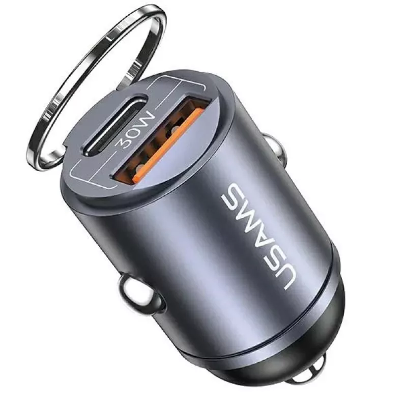 Automobilinis įkroviklis usams C38 30W — 1x USB-A + 1x USB-C greitas įkrovimas