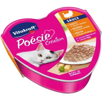 Šlapias ėdalas katėms Vitakraft POESIE CREATION kalakutiena ir sūris 85 g maišelis, suaugusioms katėms, baltymai 8% riebalai 5%