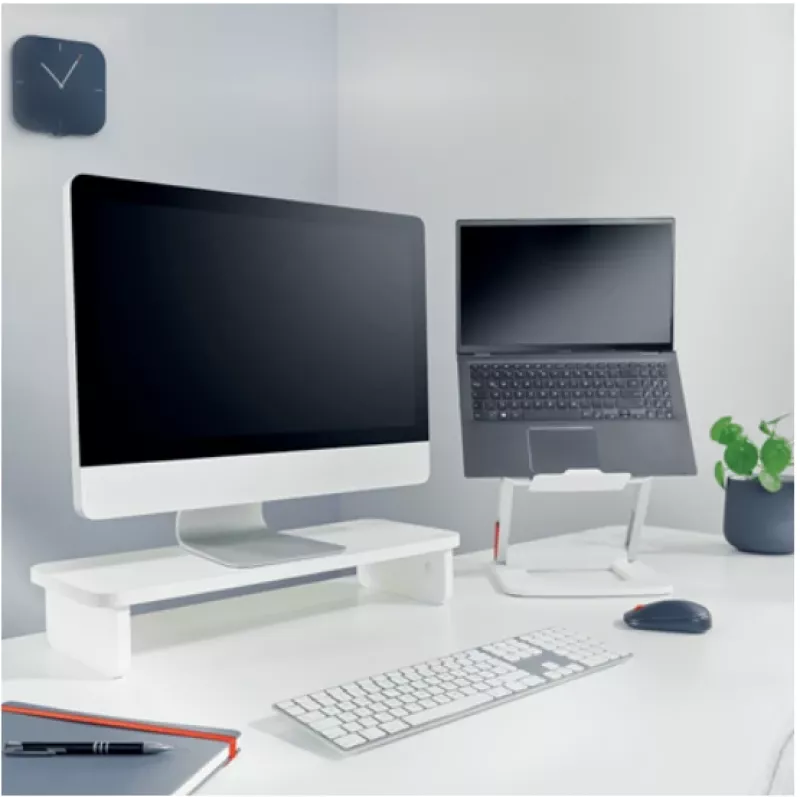 Monitorio stovas LEITZ Freestanding 64340001 – stalvynas 61 cm (24 colių) ekranams, 20 kg talpa, aukštis reguliuojamas, baltas