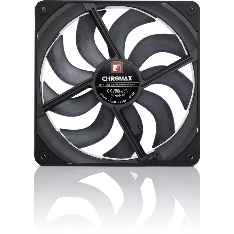 Noctua NF-A14x25 G2 PWM chromax.black 140mm korpuso ventiliatorius