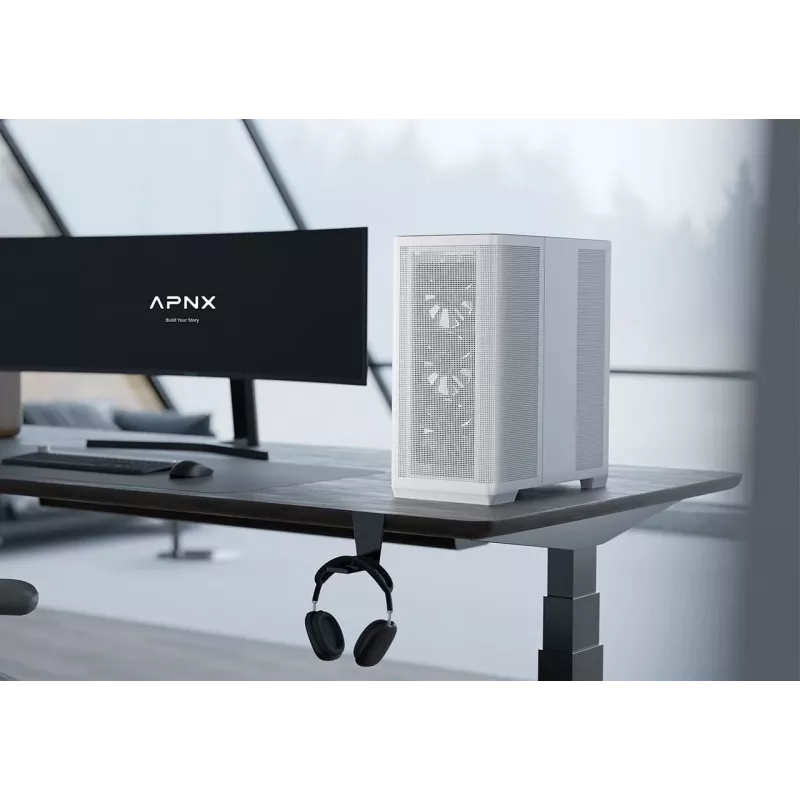 APNX C1-R-WT-v1 balto spalvos vidutinis bokštinis kompiuterio korpusas