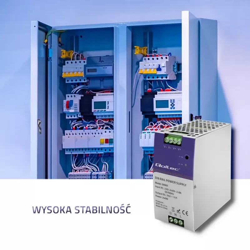 DIN bėgelio maitinimo šaltinis QOLTEC 50997 240W 24V 10A