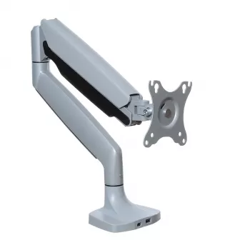 Stalinis laikiklis monitoriui ART RAMM L-35HD 17–45 colių, dujinė spyruoklė, spaustuvas, USB-C ir USB-A, iki 27 kg