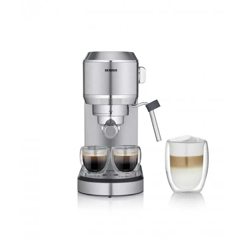 SEVERIN Newspresa KA 5997 pusiau automatinis espresso aparatas, 1 L, 1350 W, juoda/šlifuotas plienas/chromas