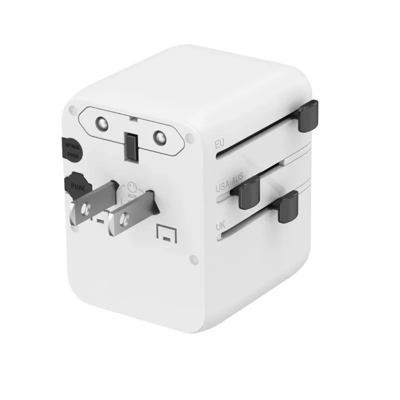 Kelioninis maitinimo adapteris GEMBIRD TPA-1A2C20-01-W — 20 W, USB-A (18 W) + 2× USB-C (20 W), E tipo kištukas, baltas