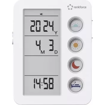 Renkforce RF-4883628 žadintuvas baltas su vaistų priminimu (RF-4883628)