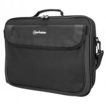 Manhattan Cambridge Laptop Bag 15.6 inch juodas, Clamshell dizainas, nešiojamas, su kišenėmis, nuimama petneša