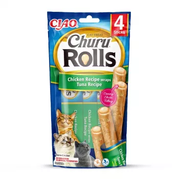 INABA Churu Rolls Vištienos receptas su tuno receptu – skanėstai katėms, 4x10 g