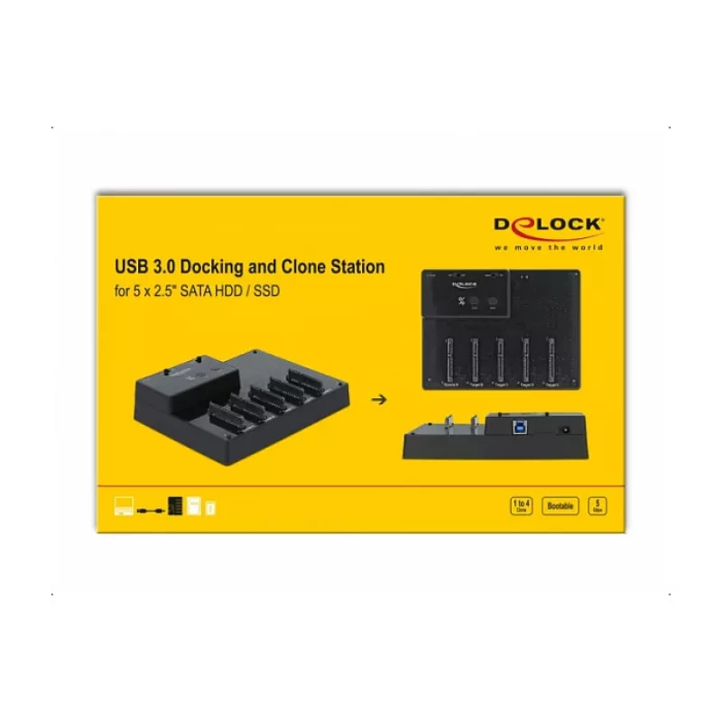 Docking stotelė DeLOCK USB 5 Gbps 64098, 5 x 2,5 colio SATA HDD/SSD