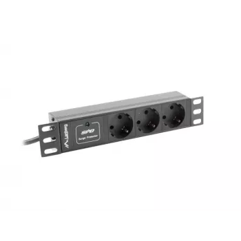 Lanberg PDU-03F-0200-BK maitinimo skirstytuvas (PDU) 1U juodas 3 AC išėjimai (PDU-03E-0200-IEC-BK)