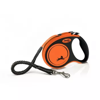 Flexi Xtreme 5 m juostinis pavadėlis, oranžinis/juodas, vidutinis (iki 35 kg)