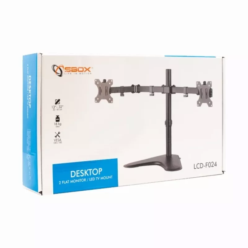 Stalinis dviejų monitorių laikiklis Sbox Desktop LCD-F024