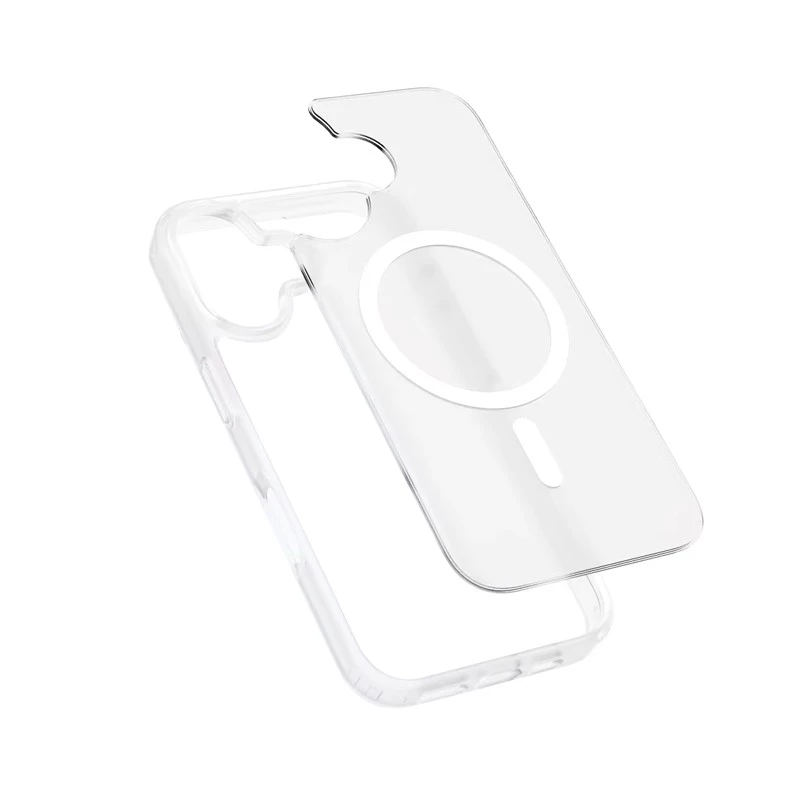 Crong Hybrid Matte Magnetic dėklas iPhone 17 — permatoma balta, PC+TPU