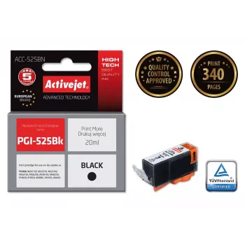 Kasetė ActiveJet ACC-525BN, juoda, pigmentinė 20 ml, didelės talpos (XL), skirta Canon PGI-525Bk