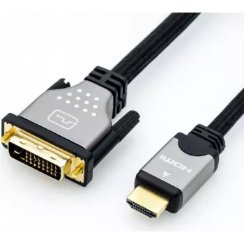 Vaizdo kabelio adapteris ROLINE 11.04.5873 5m HDMI DVI juodas sidabrinis