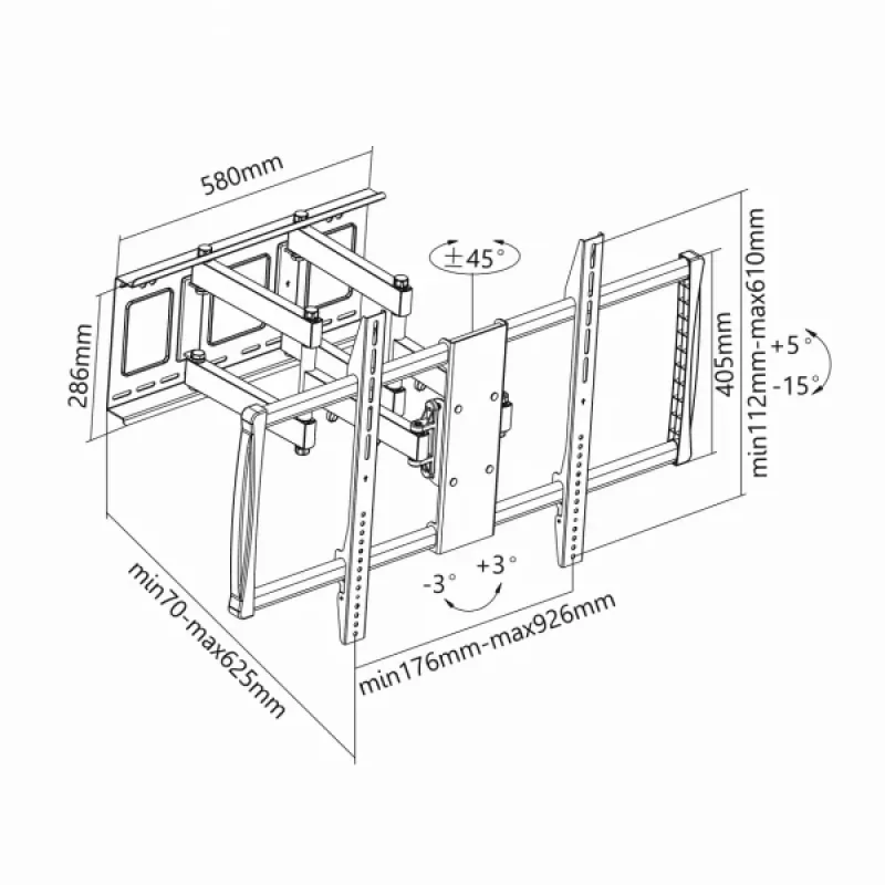 Sieninis laikiklis televizoriui Sbox PLB-3769 (60-100 col./80 kg/600x900 mm)