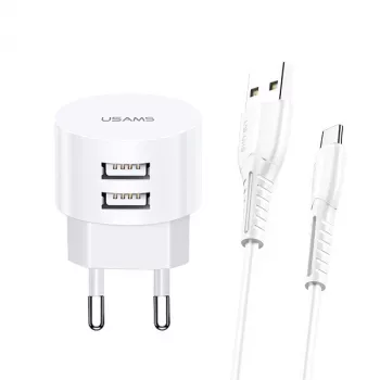 Įkroviklis usams XTXLOGT18TC05 su 2x USB prievadais ir integruotu USB‑C laidu, 2,1 A išėjimas