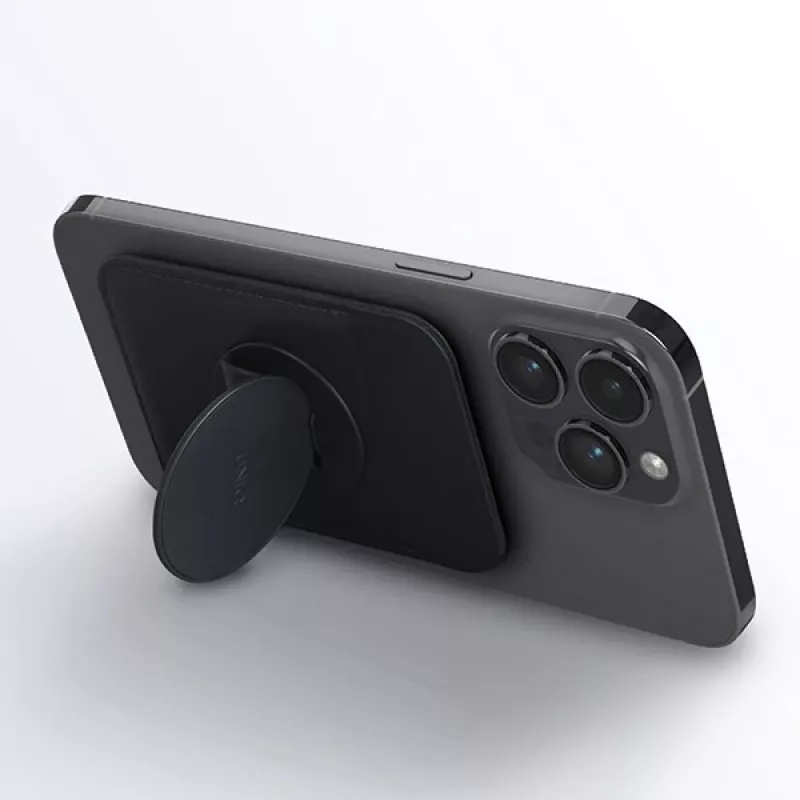 Magnetinė kortelių piniginė UniQ Flixa – suderinama su MagSafe, juoda (jet black)