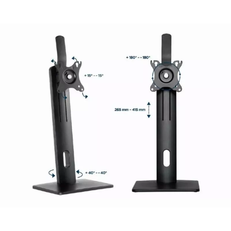 Gembird MS-D1-01 reguliuojamo aukščio monitoriaus stovas, juodas