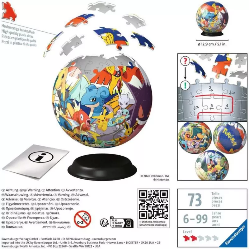 Ravensburger Pokemon 3D dėlionė 72 vnt. Animaciniai personažai