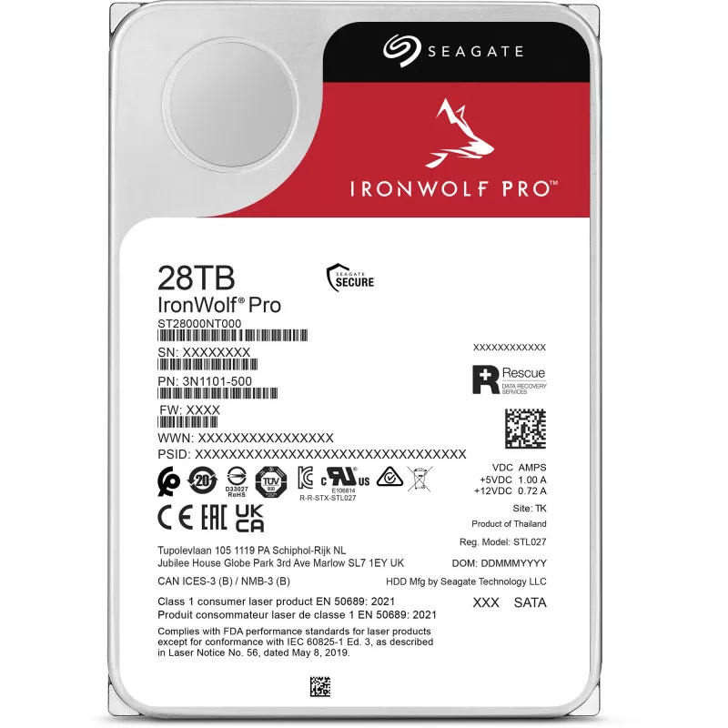 Seagate IronWolf Pro ST28000NT000 vidinis kietasis diskas 28 TB 7200 RPM 512 MB 3,5 colio Serial ATA III